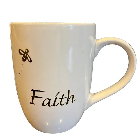 Faith Bee Mug 16oz Bee Buzzes by word Faith Microwave Dishwasher Safe NWT - Picture 1 of 6